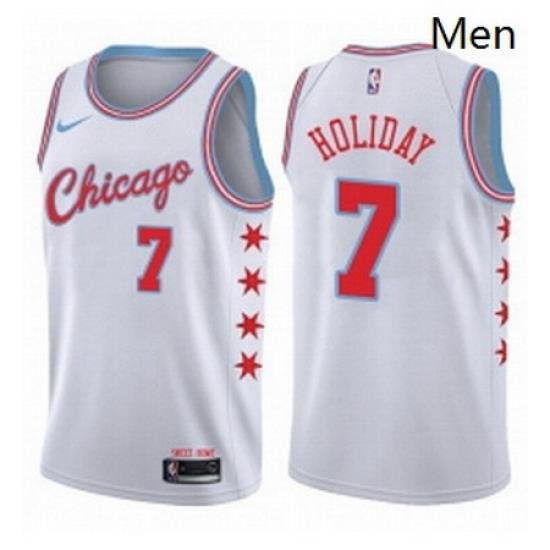 Mens Nike Chicago Bulls 7 Justin Holiday Swingman White NBA Jersey City Edition