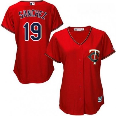 Womens Majestic Minnesota Twins 19 Anibal Sanchez Authentic Scarlet Alternate Cool Base MLB Jersey