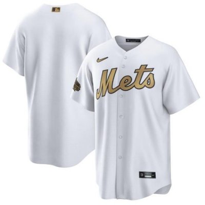 Men NeW York Mets Blank 2022 All Star White Cool Base Stitched Baseball Jersey