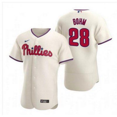 Men Philadelphia Phillies 28 Alec Bohm Cream Alternate JerseyS