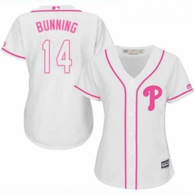 Womens Majestic Philadelphia Phillies 14 Jim Bunning Authentic White Fashion Cool Base MLB Jersey