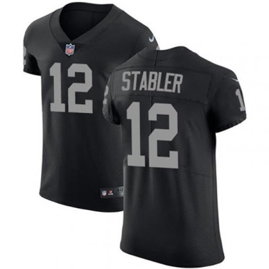 Men Nike Raiders #12 Kenny Stabler Black Team Color Stitched NFL Vapor Untouchable Elite Jersey