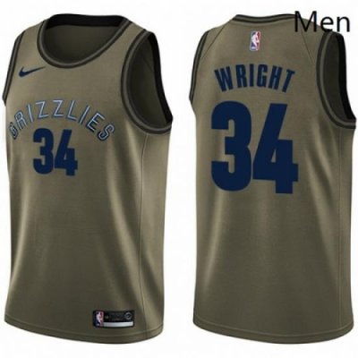 Mens Nike Memphis Grizzlies 34 Brandan Wright Swingman Green Salute to Service NBA Jersey