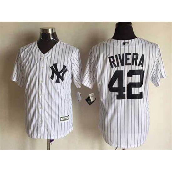 Men Yankee 42 Mariano Rivera White cool base jersey