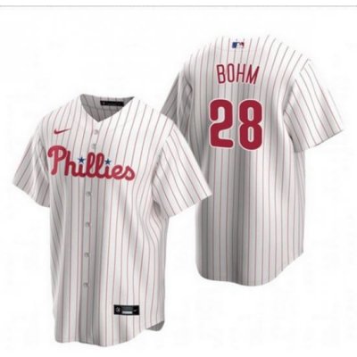 Men Philadelphia Phillies 28 Alec Bohm White Home stitch Jersey