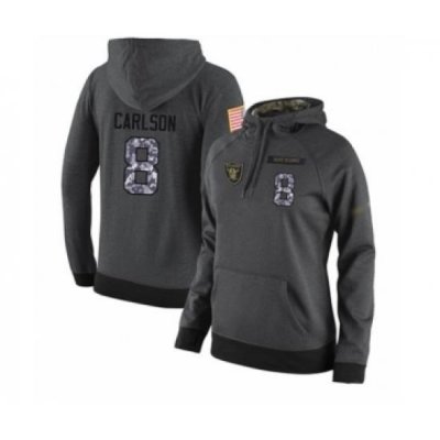 Football Womens Oakland Raiders 8 Daniel Carlson Stitched Black Anthracite Salute to Service Player Performance Hoodie