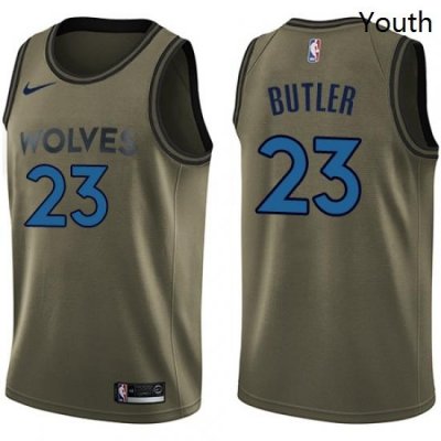 Youth Nike Minnesota Timberwolves 23 Jimmy Butler Swingman Green Salute to Service NBA Jersey