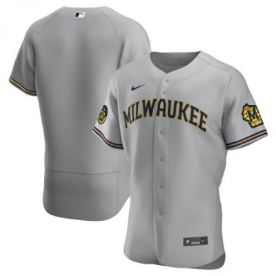 Men MilWaukee BreWers Men Nike Gray Road 2020 Flex Base Team MLB Jersey