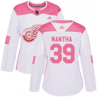 Womens Adidas Detroit Red Wings 39 Anthony Mantha Authentic WhitePink Fashion NHL Jersey