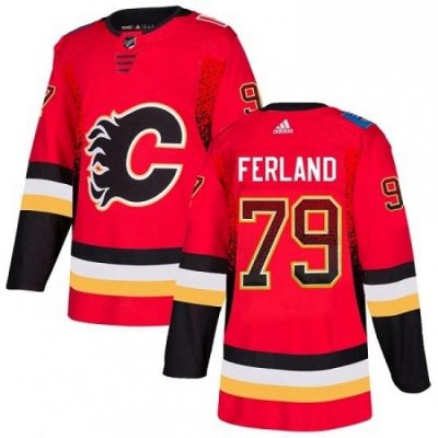 Mens Adidas Calgary Flames 79 Michael Ferland Authentic Red Drift Fashion NHL Jersey