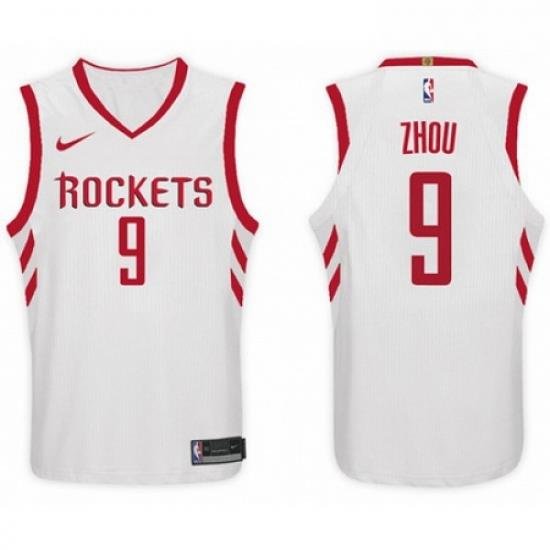 Nike NBA Houston Rockets 9 Zhou Qi Jersey 2017 18 New Season White Jersey