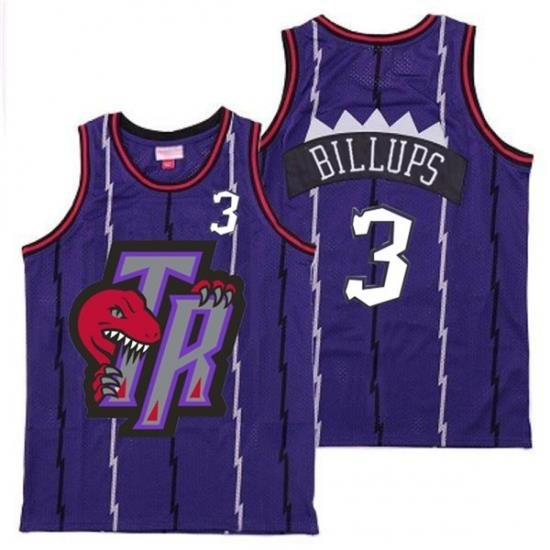 Raptors 3 Chauncey Billups Purple Big Gray TR Logo Retro Jersey