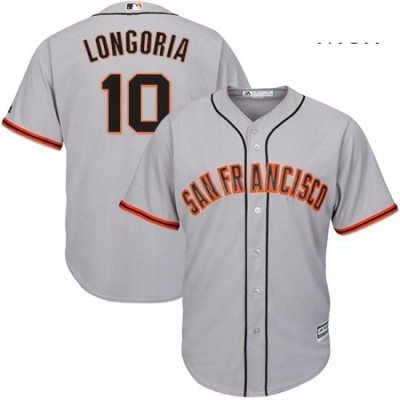 Mens Majestic San Francisco Giants 10 Evan Longoria Replica Grey Road Cool Base MLB Jersey