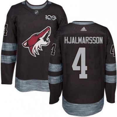 Mens Adidas Arizona Coyotes 4 Niklas Hjalmarsson Authentic Black 1917 2017 100th Anniversary NHL Jersey