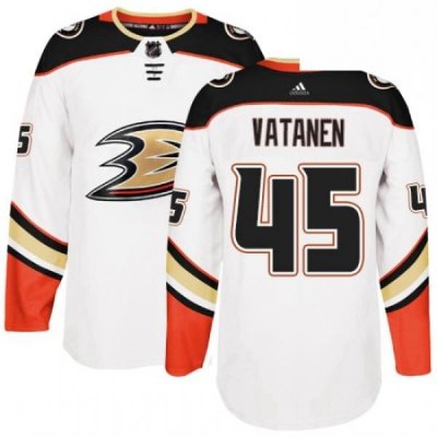 Mens Adidas Anaheim Ducks 45 Sami Vatanen Authentic White Away NHL Jersey