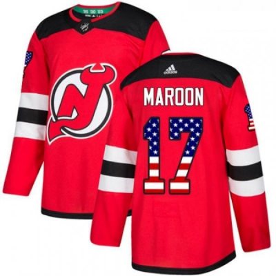 Youth Adidas New Jersey Devils 17 Patrick Maroon Authentic Red USA Flag Fashion NHL Jersey