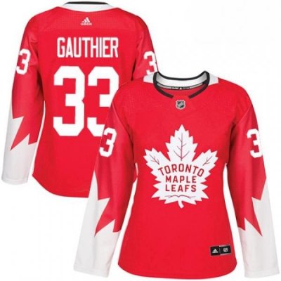 Womens Adidas Toronto Maple Leafs 33 Frederik Gauthier Authentic Red Alternate NHL Jersey