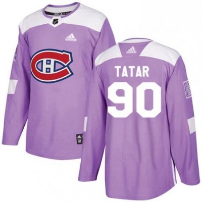 Mens Adidas Montreal Canadiens 90 Tomas Tatar Authentic Purple Fights Cancer Practice NHL Jersey