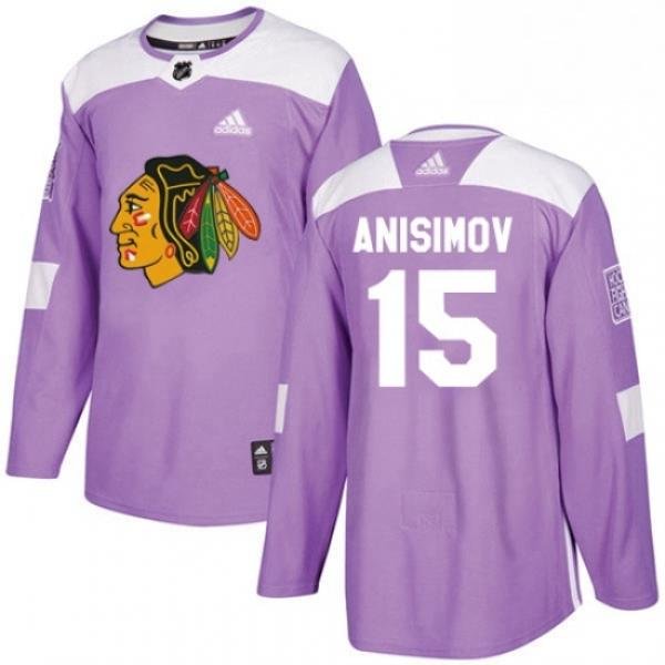 Mens Adidas Chicago Blackhawks 15 Artem Anisimov Authentic Purple Fights Cancer Practice NHL Jersey