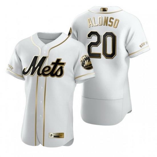 NeW York Mets 20 Pete Alonso White Nike Mens Authentic Golden Edition MLB Jersey