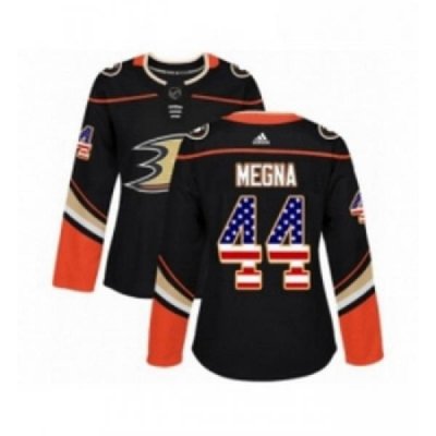 Womens Adidas Anaheim Ducks 44 Jaycob Megna Authentic Black USA Flag Fashion NHL Jersey