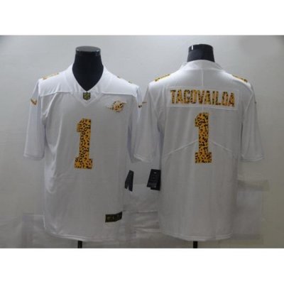 Nike Miami Dolphins 1 Tua Tagovailoa White Leopard Vapor Untouchable Limited Jersey