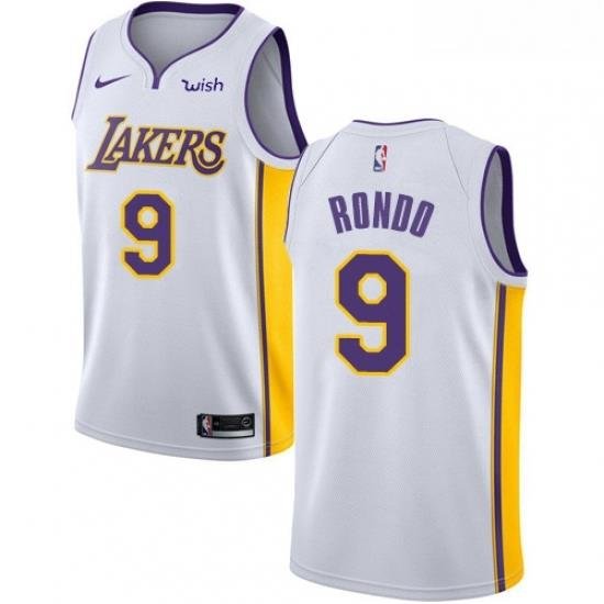 Youth Nike Los Angeles Lakers 9 Rajon Rondo Swingman White NBA Jersey Association Edition