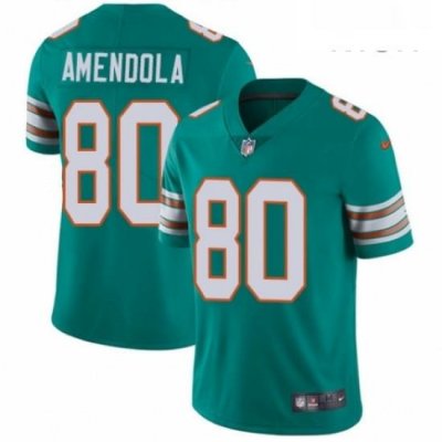 Mens Nike Miami Dolphins 80 Danny Amendola Aqua Green Alternate Vapor Untouchable Limited Player NFL Jersey