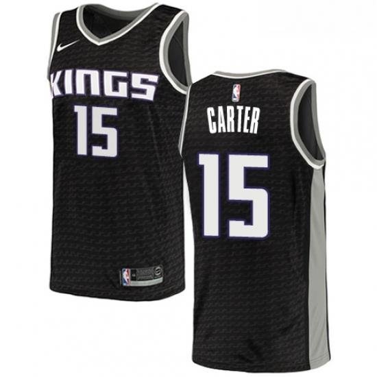 Mens Nike Sacramento Kings 15 Vince Carter Authentic Black NBA Jersey Statement Edition