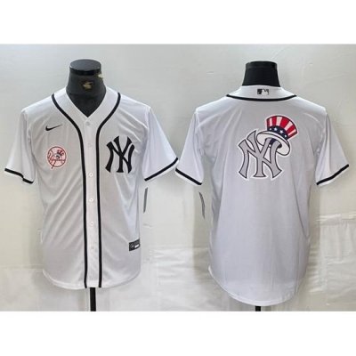 Men NeW York Yankees White Team Big Logo Cool Base Stitched Baseball Jersey 24