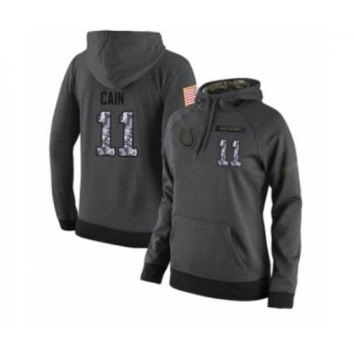 Football Womens Indianapolis Colts 11 Deon Cain Stitched Black Anthracite Salute to Service Player Performance Hoodie