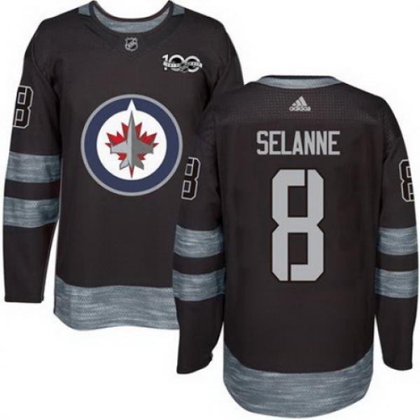 Jets #8 Teemu Selanne Black 1917 2017 100th Anniversary Stitched NHL Jersey