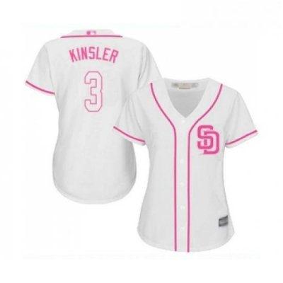 Womens San Diego Padres 3 Ian Kinsler Replica White Fashion Cool Base Baseball Jersey