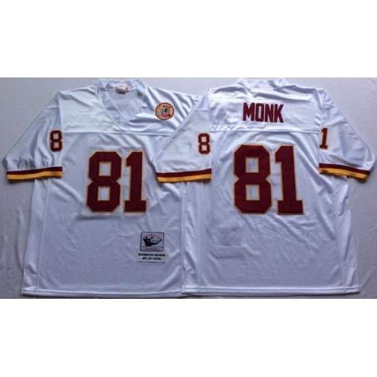 Men Redskins 81 Art Monk White M&N Throwback Jersey