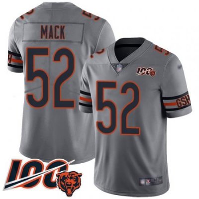 Youth Chicago Bears 52 Khalil Mack Limited Silver Inverted Legend 100th Season Football Jersey