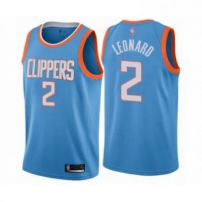 Mens Los Angeles Clippers 2 Kawhi Leonard Authentic Blue Basketball Jersey City Edition