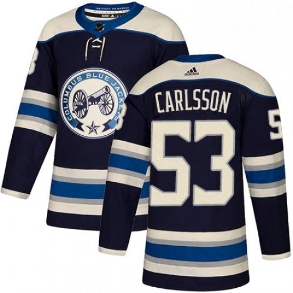 Youth Adidas Columbus Blue Jackets 53 Gabriel Carlsson Authentic Navy Blue Alternate NHL Jersey