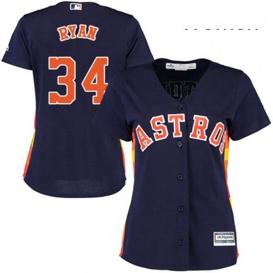 Womens Majestic Houston Astros 34 Nolan Ryan Replica Navy Blue Alternate Cool Base MLB Jersey