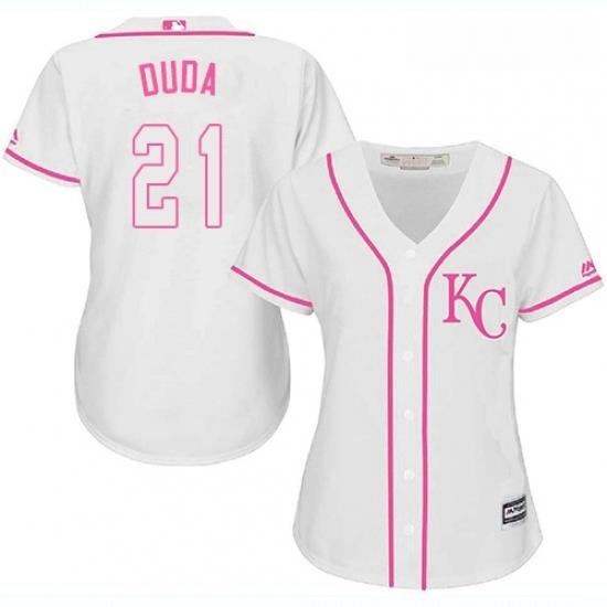 Womens Majestic Kansas City Royals 21 Lucas Duda Replica White Fashion Cool Base MLB Jersey