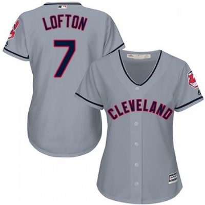 Womens Majestic Cleveland Indians 7 Kenny Lofton Authentic Grey Road Cool Base MLB Jersey