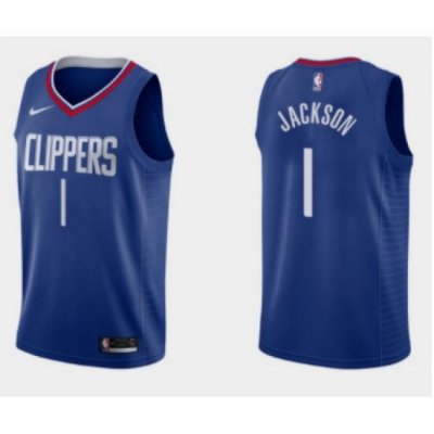 Men Los Angeles Clippers 1 Reggie Jackson Royal Icon Edition Stitched Basketball Jersey