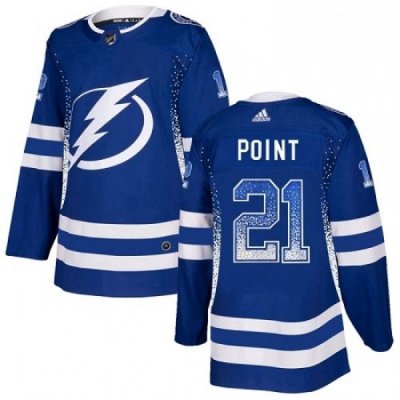 Mens Adidas Tampa Bay Lightning 21 Brayden Point Authentic Blue Drift Fashion NHL Jersey