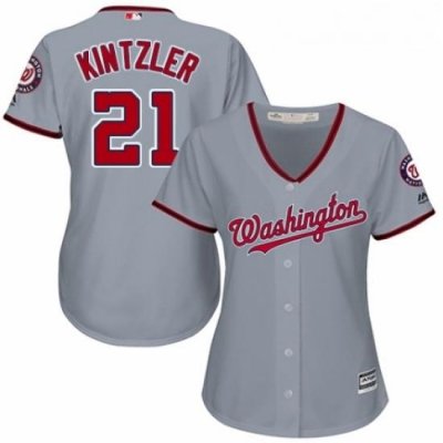 Womens Majestic Washington Nationals 21 Brandon Kintzler Replica Grey Road Cool Base MLB Jersey