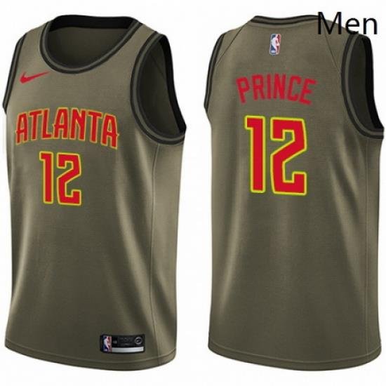 Mens Nike Atlanta Hawks 12 Taurean Prince Swingman Green Salute to Service NBA Jersey