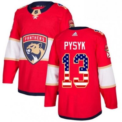 Mens Adidas Florida Panthers 13 Mark Pysyk Authentic Red USA Flag Fashion NHL Jersey