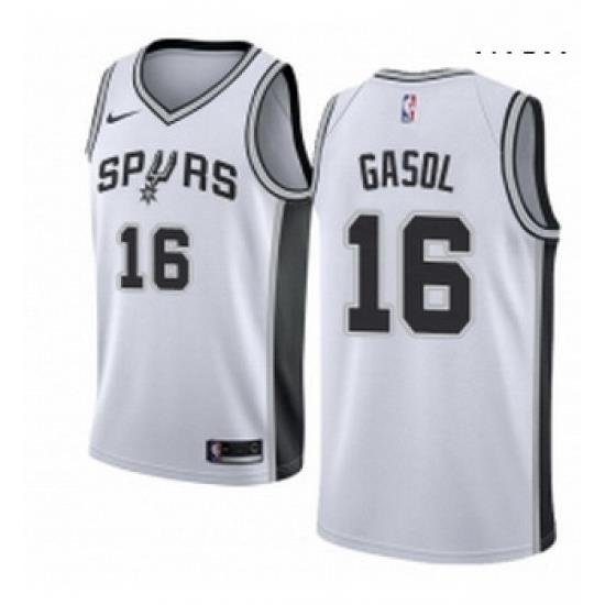 Mens Nike San Antonio Spurs 16 Pau Gasol Swingman White Home NBA Jersey Association Edition