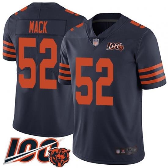 Youth Chicago Bears 52 Khalil Mack Limited Navy Blue Rush Vapor Untouchable 100th Season Football Jersey