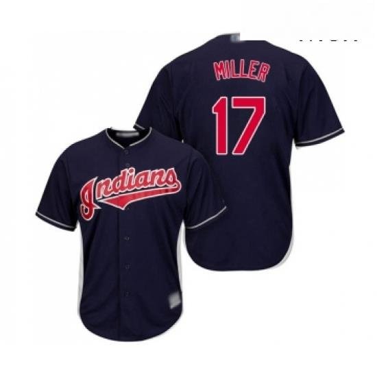 Mens Cleveland Indians 17 Brad Miller Replica Navy Blue Alternate 1 Cool Base Baseball Jersey