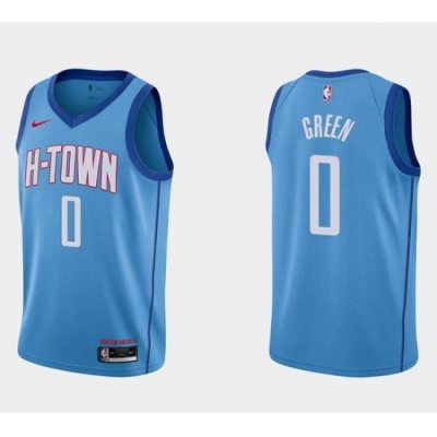 Men Houston Rockets 0 Jalen Green City Edition Blue Stitched Basketball Jersey