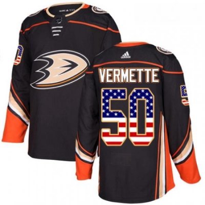 Youth Adidas Anaheim Ducks 50 Antoine Vermette Authentic Black USA Flag Fashion NHL Jersey